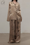 Mutedance 24 Spring and Summer Silk Printed Tops and Shirts Series MD-MD24SS168-KAQI Khaki PM133